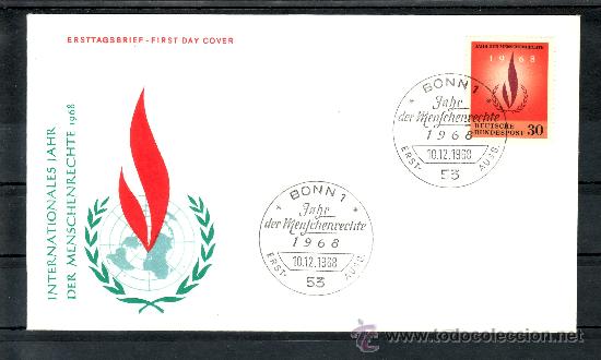 Timbres: alemania-federal  440 primer dia bonn 1/53, a&ntilde;o internacional de los derechos humanos