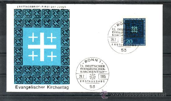Stamps: alemania-federal  347 primer dia bonn 1/53, 12&ordm; jornada de la iglesia evangelica, en colonia