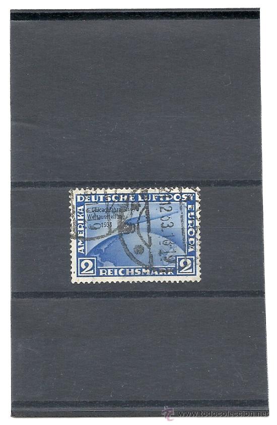 Sellos: ALEMANIA 1933 CORREO AEREO GRAF ZEPPELIN A CHICAGO YVERT N&ordm; 42 B