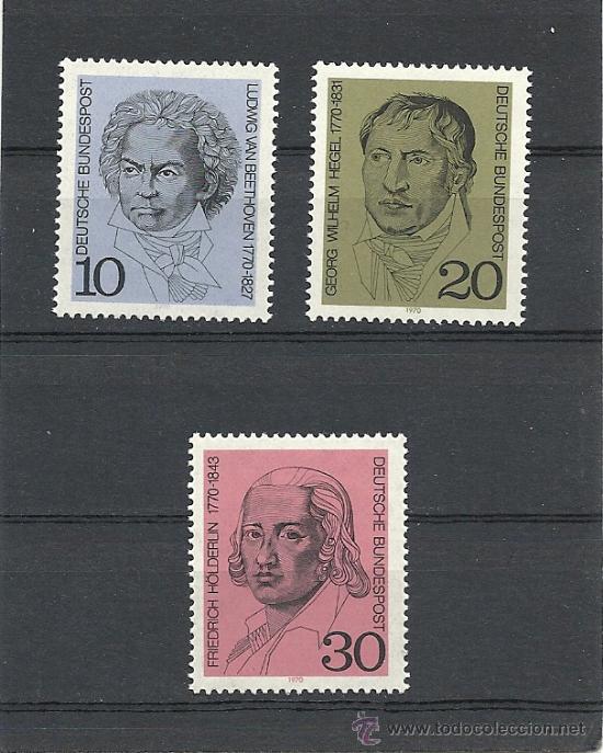 Sellos: ALEMANIA FEDERAL 1970, YVERT N&ordm; 479/481**, CELEBRIDADES.
