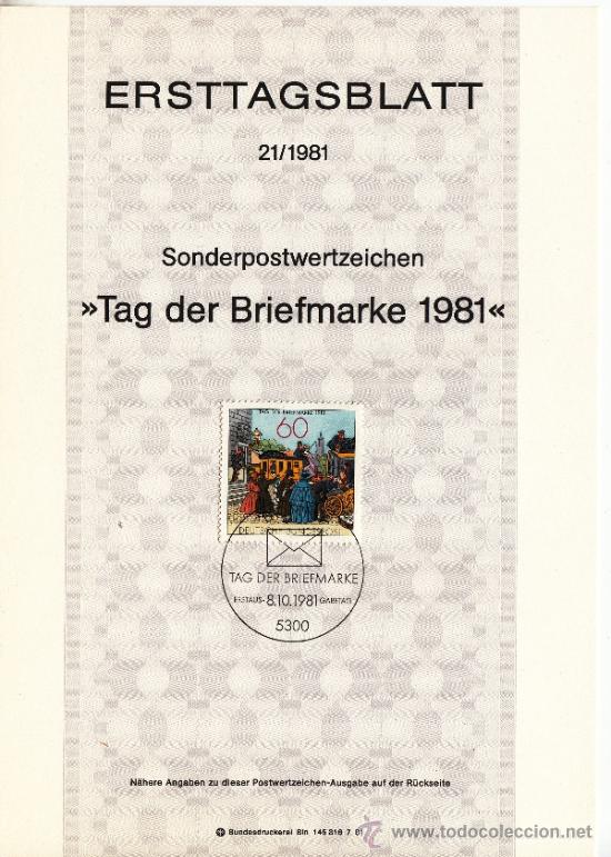 Briefmarken: alemania-federal  944 etb primer dia, litografia, dia del sello,