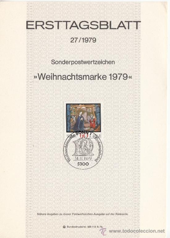 Briefmarken: alemania-federal  874 etb primer dia, navidad, religion, pintura de wilhelm hittorp