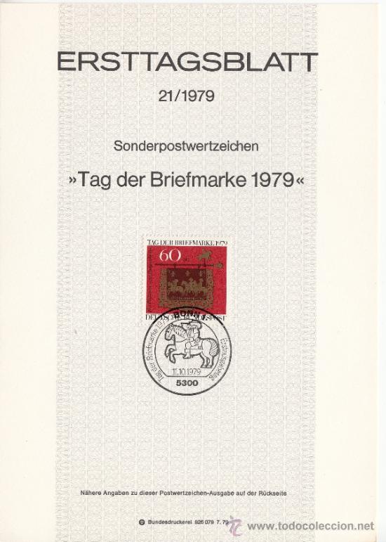 Timbres: alemania-federal  869 etb primer dia, 80 jornadas de la filatelia alemana, dia del sello,