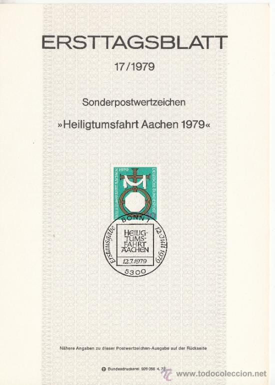 Briefmarken: alemania-federal  863 etb primer dia, religion, peregrinaci&oacute;n a la tumba Carlomagno en Aix-la-Chap