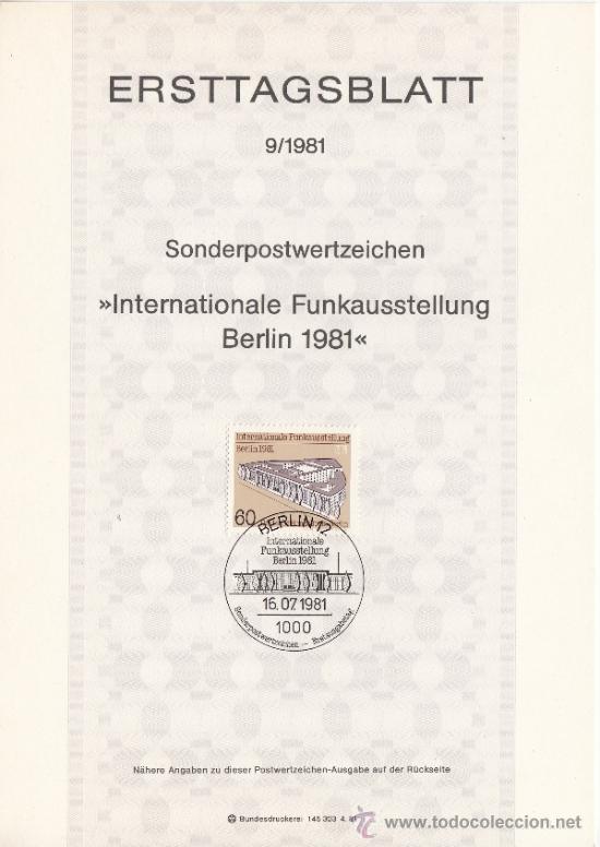 Timbres: alemania-berlin 610 etb primer dia, salon internacional de la radio,