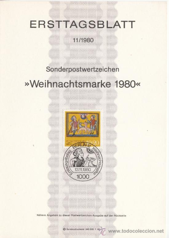 Stamps: alemania-berlin 594 etb primer dia, religion, navidad, manuscrito conservado en la biblioteca de