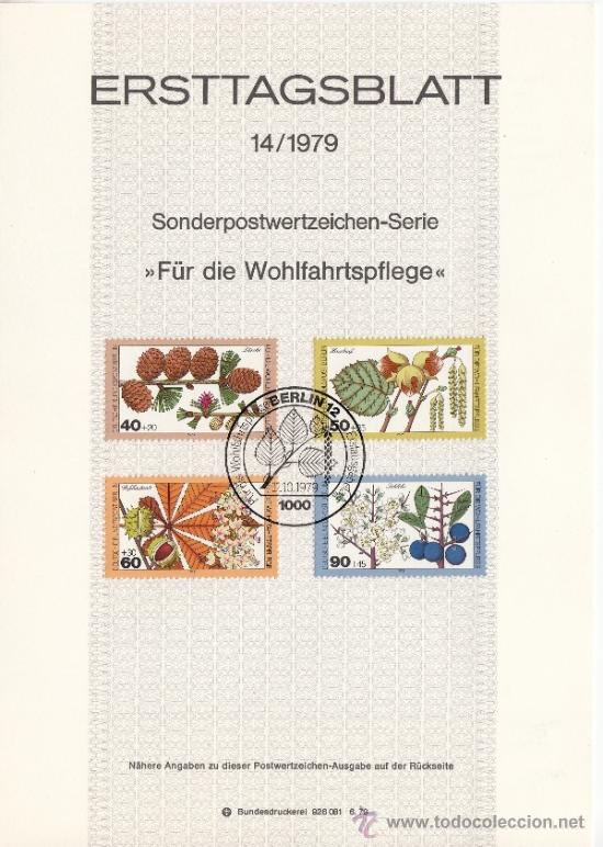 Sellos: alemania-berlin 568/71 etb primer dia, flores del bosque,
