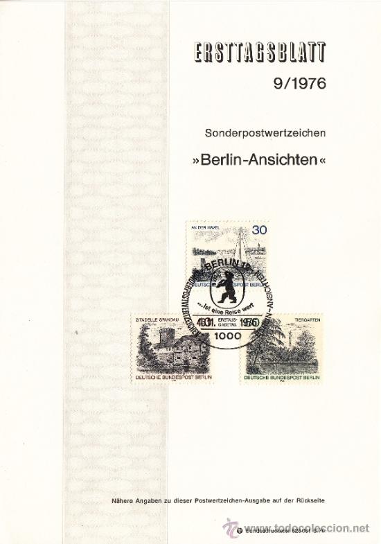 Sellos: alemania-berlin 492/4 etb primer dia, vistas de berlin,