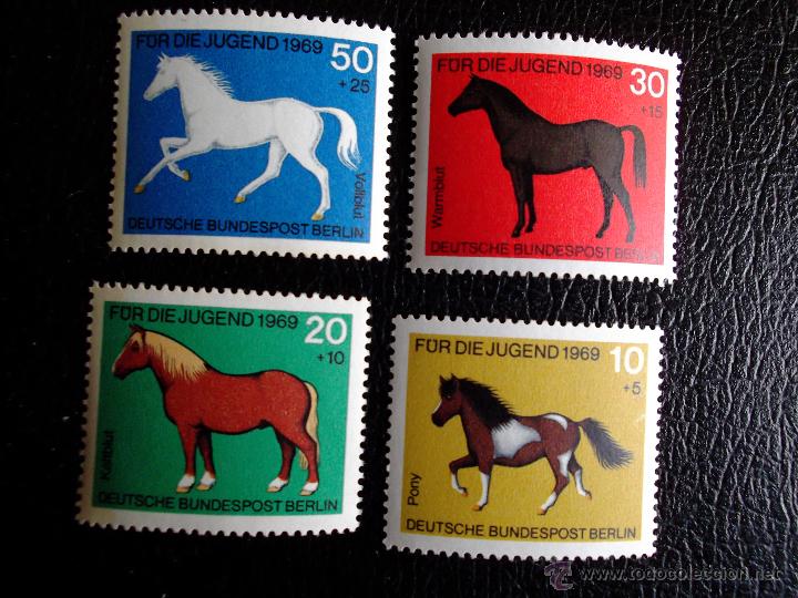 Sellos: Berlin. 301/04 Caballos**. 1969. Sellos nuevos y numeraci&oacute;n Yvert.