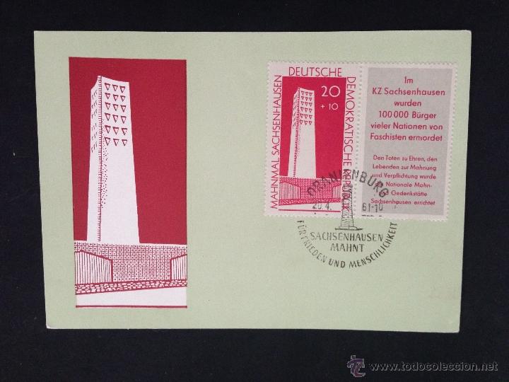 Stamps: TARJETA POSTAL 1961 ORANIENBURG SACHSENHAUSEN MAHNT