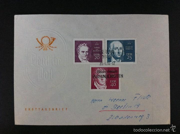 Sellos: CARTA ERSTTAGSBRIEF PERSONALIDADES LUDWIG BAN BEETHOVEN FRIEDRICH HOLDERLIN VEGEL 1970