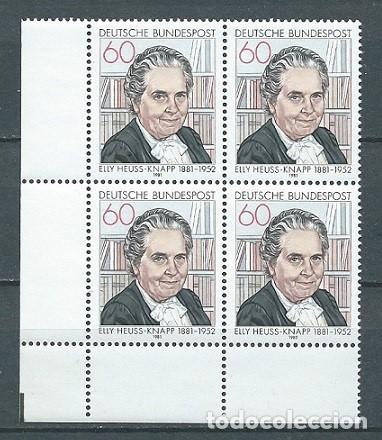 Selos: Alemania,1981,Elly Heuss-Knapp,bloque de cuatro,michel 1082,nuevo,MNH**