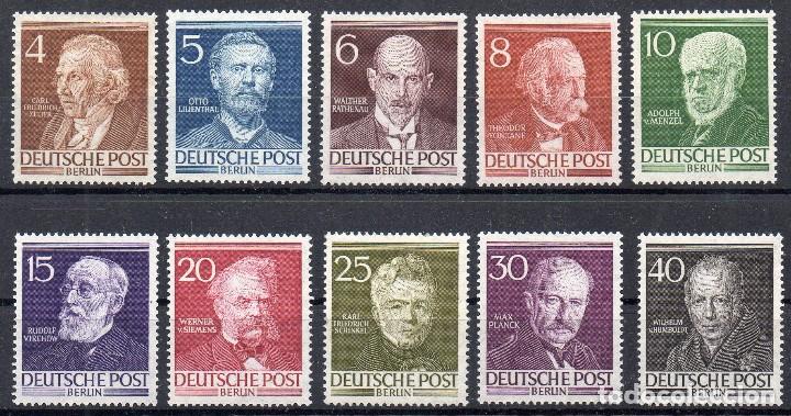Selos: ALEMANIA BERL&Iacute;N A&Ntilde;O 1952 YV 77/86*** PERSONAJES C&Eacute;LEBRES