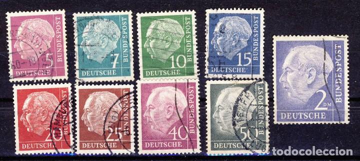 Stamps: ALEMANIA.- REP. FEDERAL.-1953-54.-  PRESID. HEUSS .- YVERT . NUM. 64-65A-67-68-69-69A-71-71A-72A
