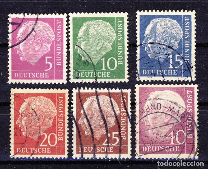 Selos: ALEMANIA.- REP. FEDERAL.-1953-54.- PRESID. HEUSS .- YVERT . NUM. 64-67-68-69-69A-71