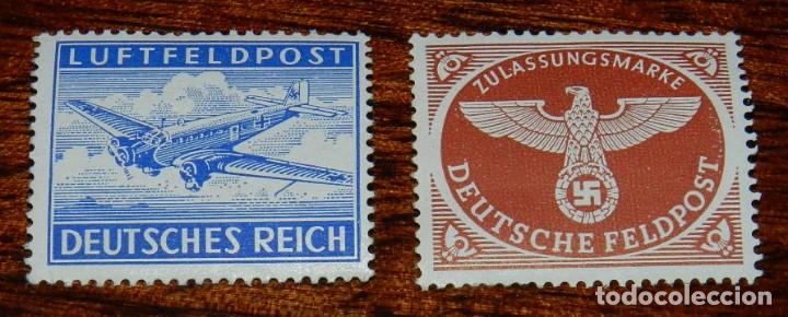 Sellos: 2 SELLOS DEUTSCHES REICH FELDPOST LUFTFELDPOST CORREO AREO 1942 SEGUNDA GUERRA MUNDIAL.
