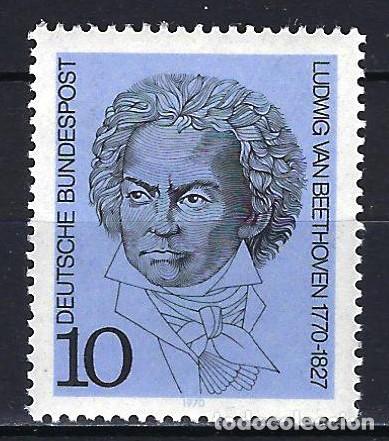 Sellos: 1970 ALEMANIA MICHEL 616 YVERT 479 - MNH** NUEVO SIN FIJASELLOS - CENTENARIO LUDWIG VAN BEETHOVEN