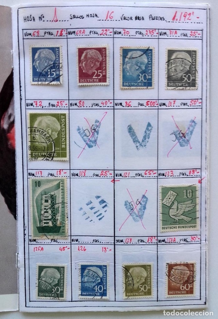 Sellos: Alemania 11 sellos en p&aacute;gina de &aacute;lbum