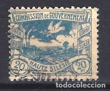 Stamps: ALTA SILESIA 1920 - PAISAJE, 20 PF AZUL - SELLO USADO