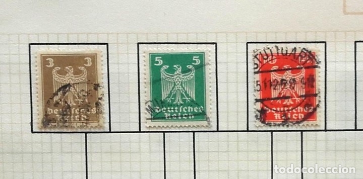 Sellos: Alemania 3 sellos en p&aacute;gina de Album 1924-1925