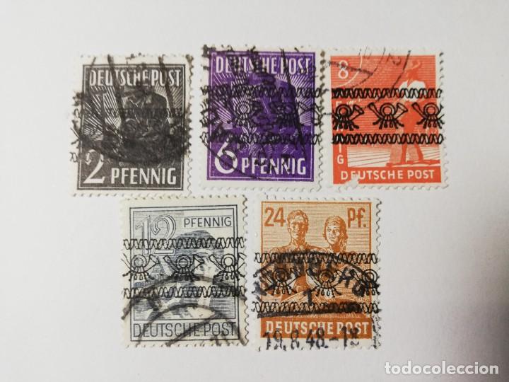Timbres: OCUPACION ALIADA ZONA BRITANICA AMERICANA A&Ntilde;O 1948 YT 21.22.23.25 Y 29