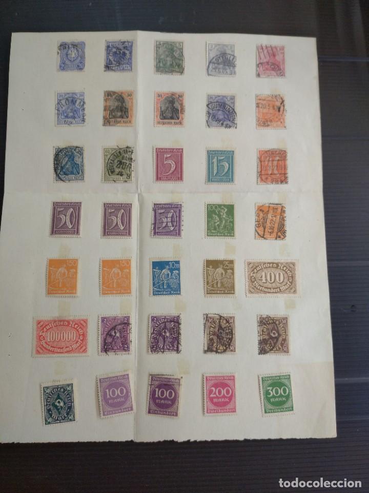 Stamps: antigua hoja con 35 sellos Alemanes nuevos y usados