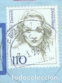 Sellos: SELLO ORIGINAL CON MATASELLO DE MARLENE DIETRICH - Foto 1