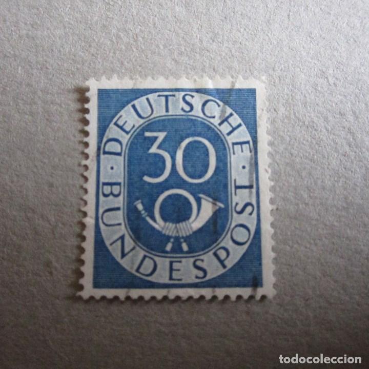 Selos: ALEMANIA 1951-52, YVERT N&ordm; 18, SERIE CORRIENTE-CORNETAS. MATASELLADO