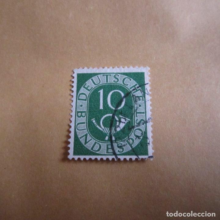 Selos: ALEMANIA 1951-52, YVERT N&ordm; 14, SERIE CORRIENTE-CORNETAS. MATASELLADO