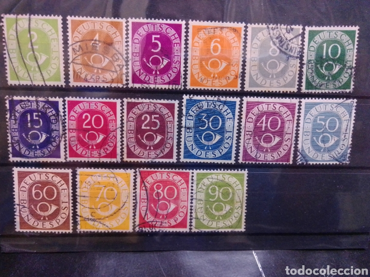 Sellos: ALEMANIA. CORNETA POSTAL Y CIFRAS. 1951. COMPLETA.