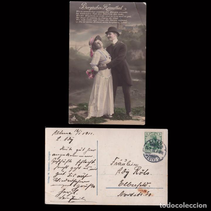 Timbres: Postcard Germany.1911. Aiten Westphalia Postmark.Stamp10c.