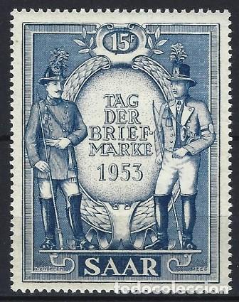 Sellos: ALEMANIA,SAAR/SARRE 1953 - D&Iacute;A DEL SELLO - MH*