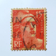 Sellos: SELLO POSTAL FRANCIA 1949 ,15 F ,MADRE DE LA PATRIA ,MARIANNE TYPE GANDON. Lote 294841653