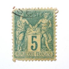 Sellos: SELLO POSTAL FRANCIA 1876 ,5 C ,MITOLOGIA ,ALEGORIA PAZ Y COMERCIO ,TYPE II. Lote 295446803
