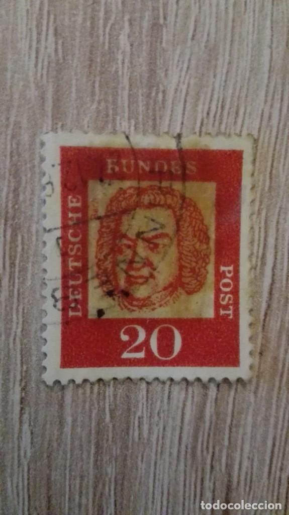 Sellos: SELLO 20 JOHANN SEBASTIAN BACH DEUTSCHE BUNDESPOST, BERL&Iacute;N - ALEMANIA - A&Ntilde;O 1961.