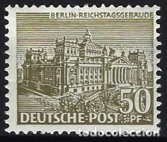 Sellos: BERL&Iacute;N 1949 - EDIFICIOS, EL PARLAMENTO - MH* - Foto 1