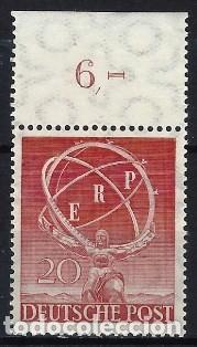 Sellos: BERL&Iacute;N 1950 - PLAN MARSHALL - MNH** EN BORDE DE HOJA - Foto 1