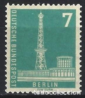Sellos: BERL&Iacute;N 1956 - TORRE DEL EDIFICO DE RADIO, SIN TEXTO SUPERIOR - MNH** - Foto 1