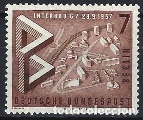 Sellos: BERL&Iacute;N 1957 - EXPO. INTERNACIONAL SOSBRE EDIFICIOS, MARR&Oacute;N - MH* - Foto 1