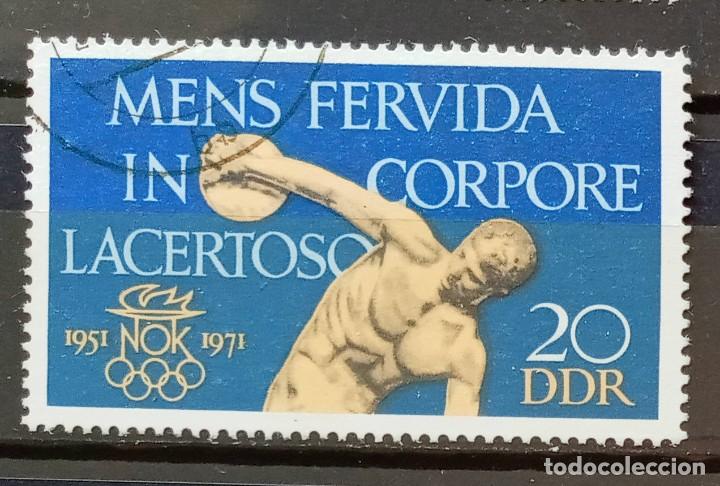 Sellos: ALEMANIA D.D.R. - IVERT N&ordm; 1350 SERIE USADOS - ANIV COMITE OLIMPICO DE LA R.D.A.