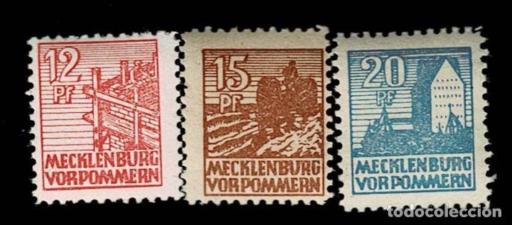 Briefmarken: CL-3-54 ALEMANIA OCUPACION ALIADA MECKLENBURG VORPOMMERN Serie de sellos LOCALES , emitidos despues