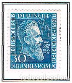 Selos: ALEMANIA FEDERAL N&ordm; 33, ROENTGEN, PREMIO NOBEL DE FISICA, USADO DE LUJO