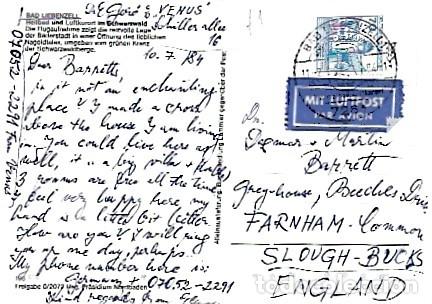 Briefmarken: Alemania & Marcofilia, Bad Liebenzell, Balneario Clim&aacute;tico, Slough Inglaterra 1984 (198)