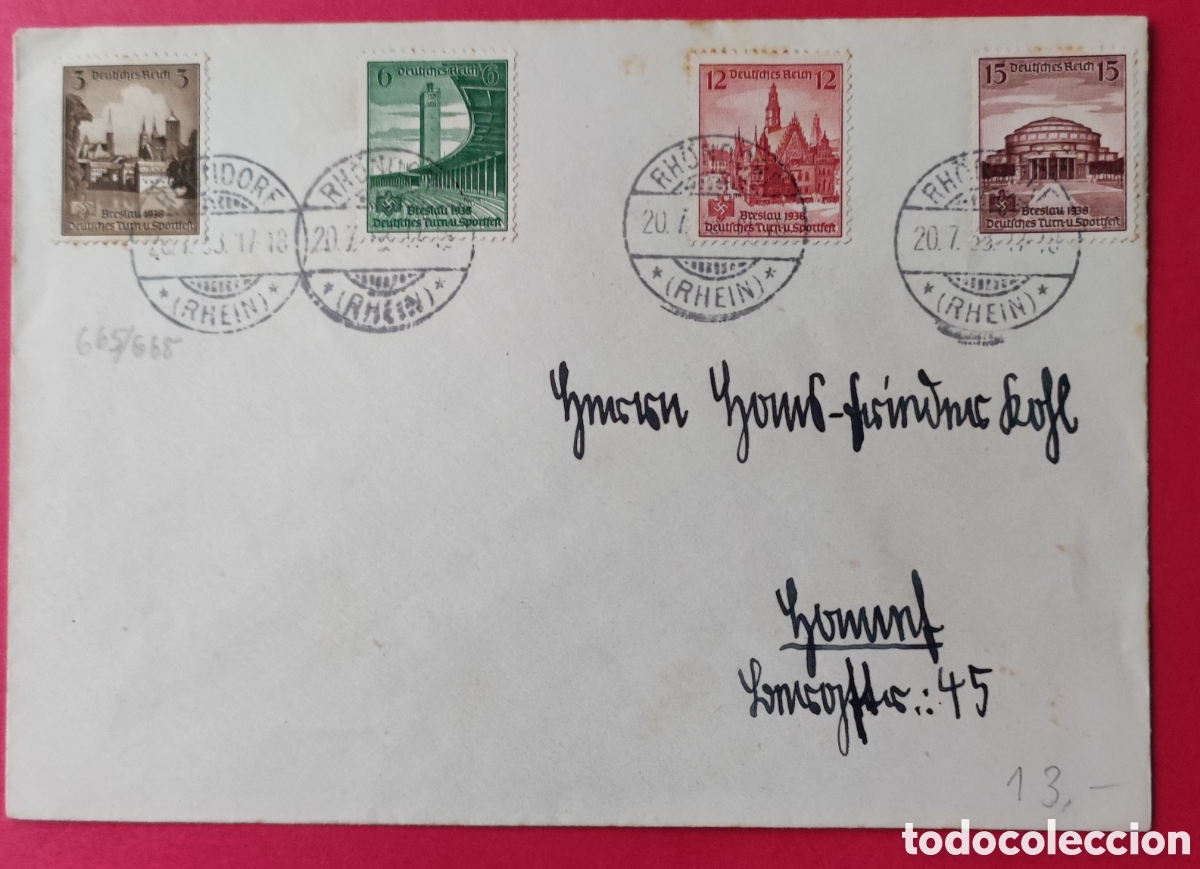 Stamps: Alemania sobre circulado 1938