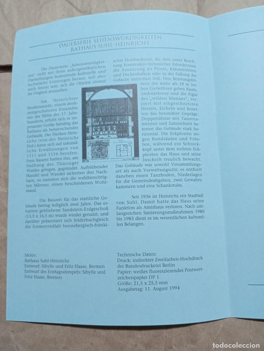Sellos: REPUBLICA FEDERAL ALEMANA A&Ntilde;O 1994 SELLO PRIMER DIA YT 1581