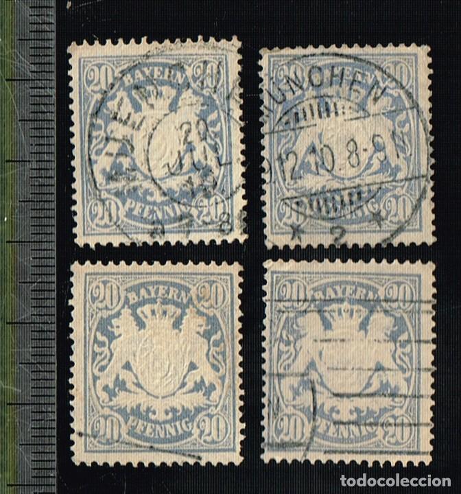 Selos: LOTE 4 SELLOS MATASELLADOS / USED STAMP BAYERN / BAVIERA / BAVARIA AZUL / BLUE 20 PF. (ALEMANIA) (2)