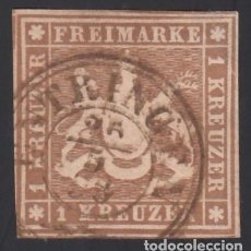 Sellos: WURTEMBERG, 1857 YVERT Nº 6, 1 K. MARRÓN, [PAPEL CON HILO DE SEDA.]. Lote 387572514