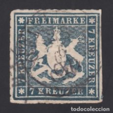 Sellos: WURTEMBERG, 1866 YVERT Nº 33, 7 K. AZUL. [DENTADO DE LINEA.]. Lote 387575144