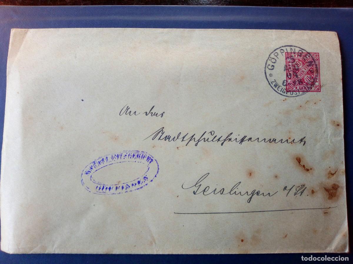 Sellos: ALEMANIA WURTTENBERG, 1904,SOBRE ENTER&Oacute; POSTAL, DU 11