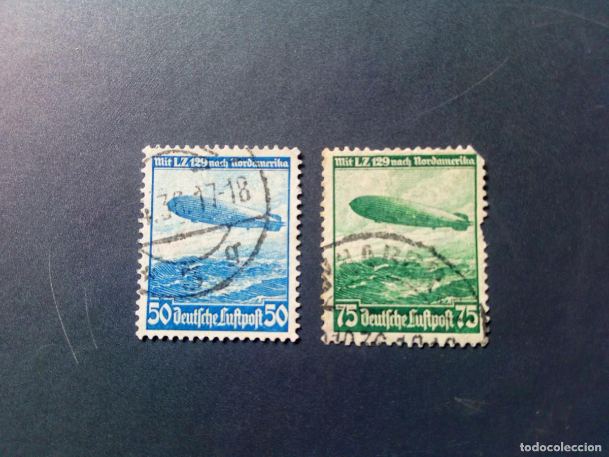 Sellos: ALEMANIA 1936,ZEPPELIN LZ 129, PRIMER VUELO, YT A 55/6
